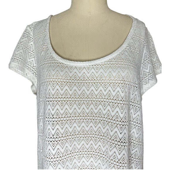 Lucky Brand Lace Boho Tee size L - Picture 6 of 16